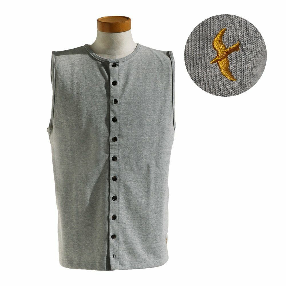セイル) SAIL ベスト クルーネック 11連ボタン 多ボタン 前開き 綿100