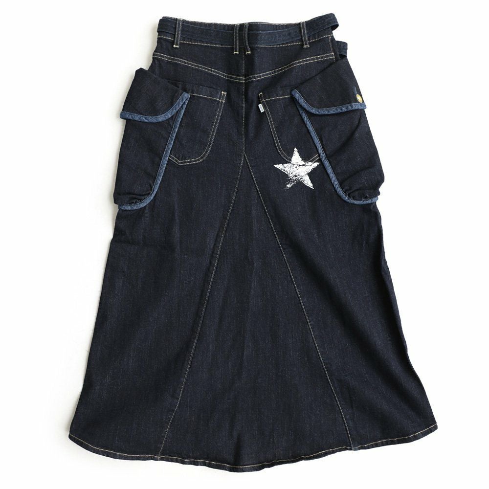ブルート) BLUETO マキシ丈 デニム ロング スカート 星 スター