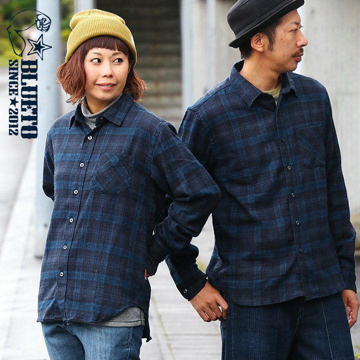 ブルート) BLUETO 長袖 シャツ レギュラーシャツ ネルシャツ