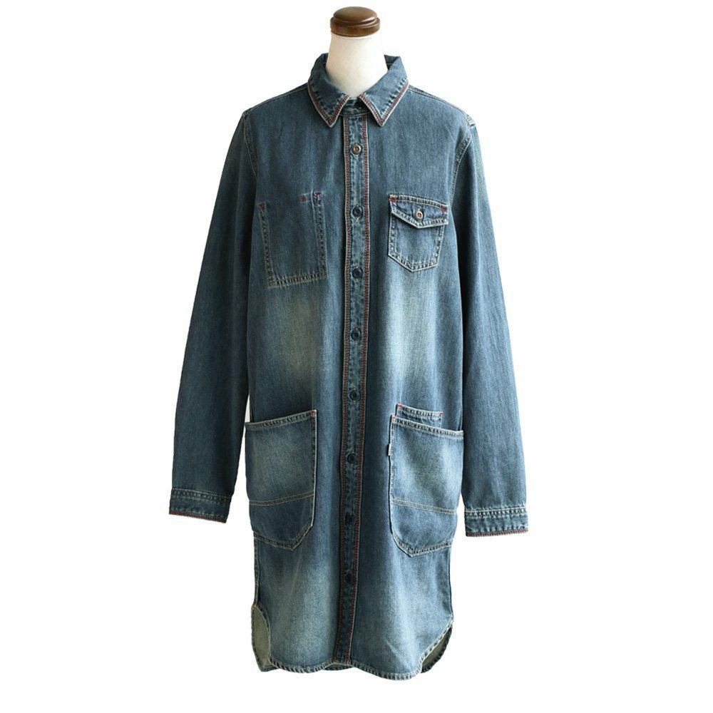 ブルート) BLUETO シャツワンピース 長袖 ミドル丈 デニムシャツ