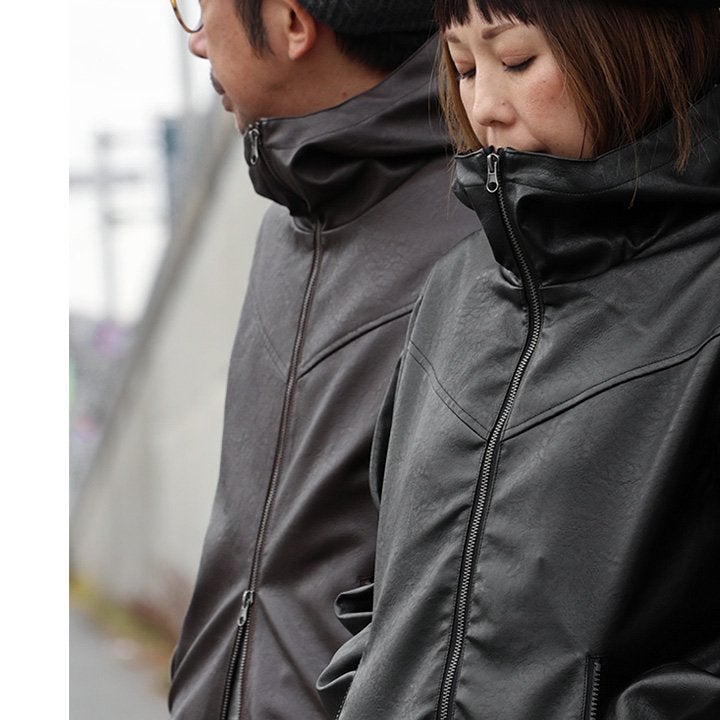 ブルゾン フェイクレザー レディース メンズ ライダース パーカー 軽い 