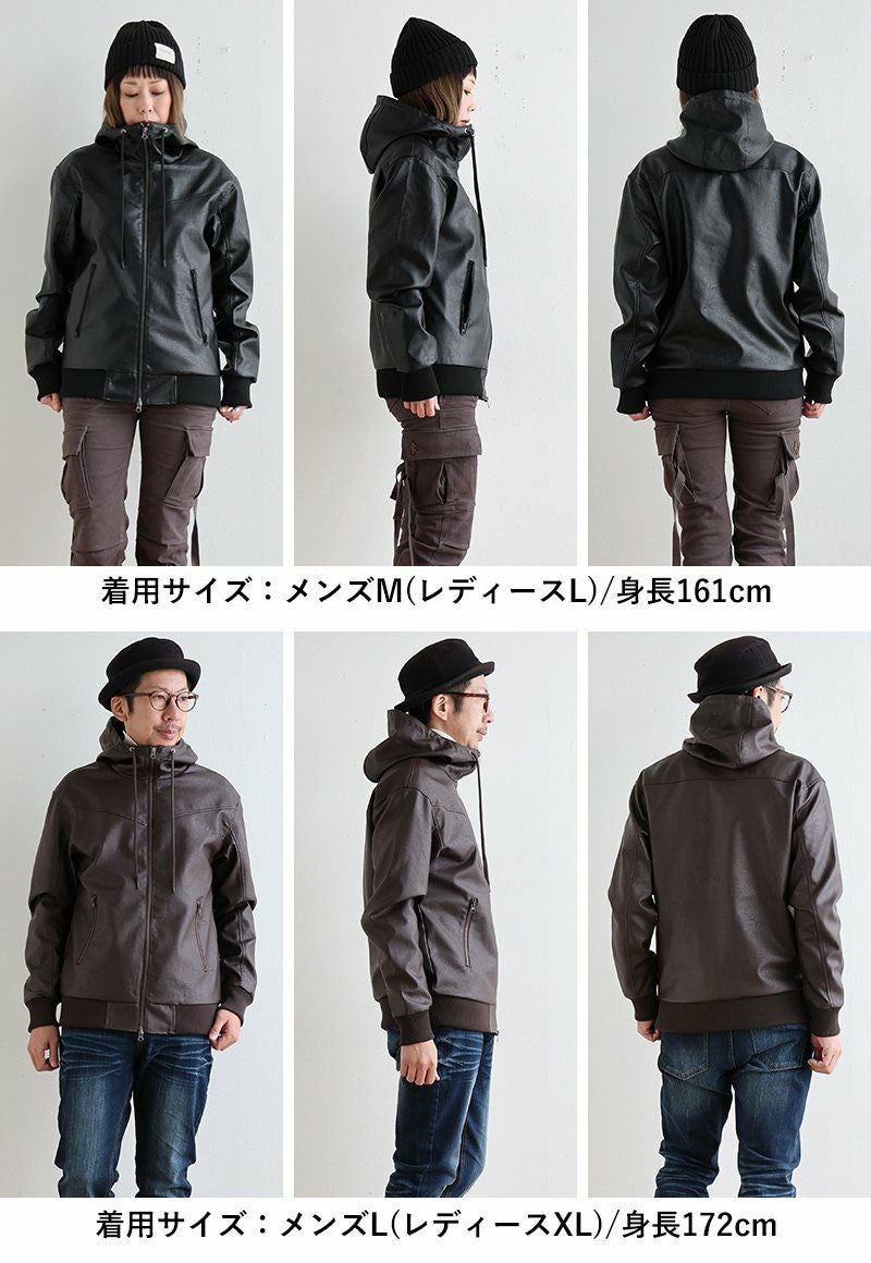 ブルゾン フェイクレザー レディース メンズ ライダース パーカー 軽い