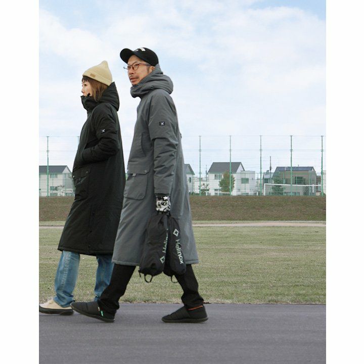 ベンチコート メンズ レディース 裏ボア Wジップ 袖リブ 軽量 撥水