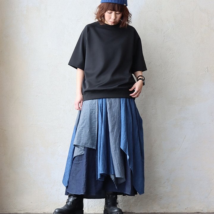 PATY デニムスカートマキシ丈❣️ 新品　タグ付き４種MIX 30日迄の出品Ｂ マキシスカート レディース デニム スカート ロングスカート リブ