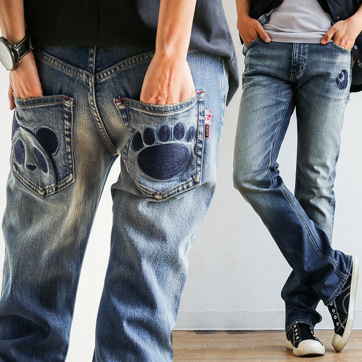 デニム パンツ スリム ストレート ジーンズ ストレッチ メンズ