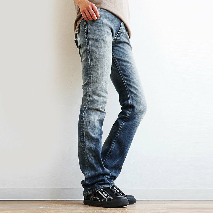 デニム パンツ スリム ストレート ジーンズ ストレッチ メンズ