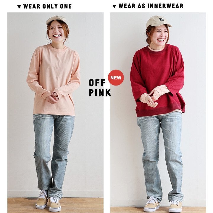 ロングtシャツ レディース メンズ 長袖 袖リブ 綿100 コットン
