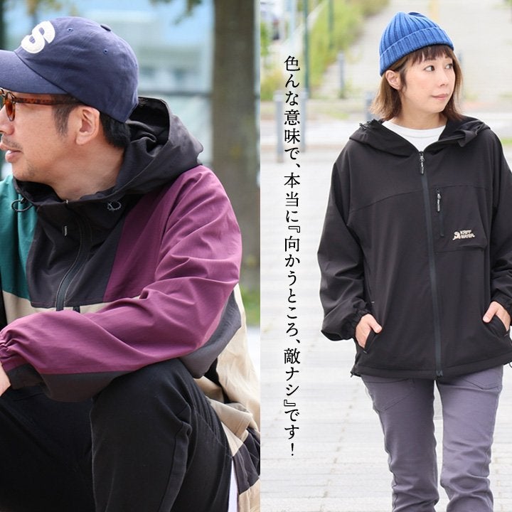 マウンテンパーカー 暖かい 裏フリース ストレッチ ナイロン 着痩せ