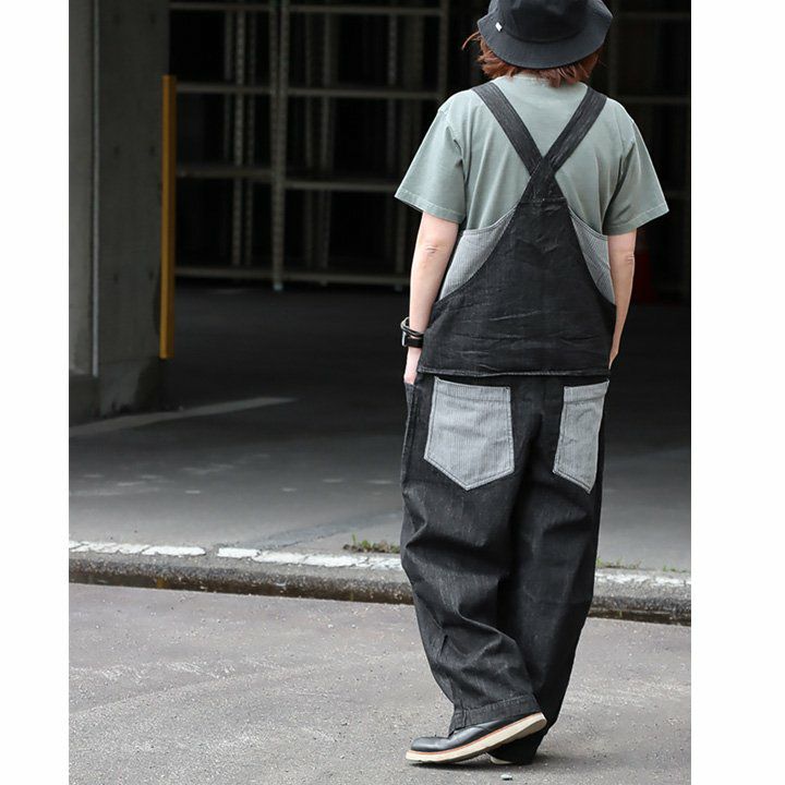 サロペット パンツ ワイド ストレート ベスト 重ね着風 フェイク