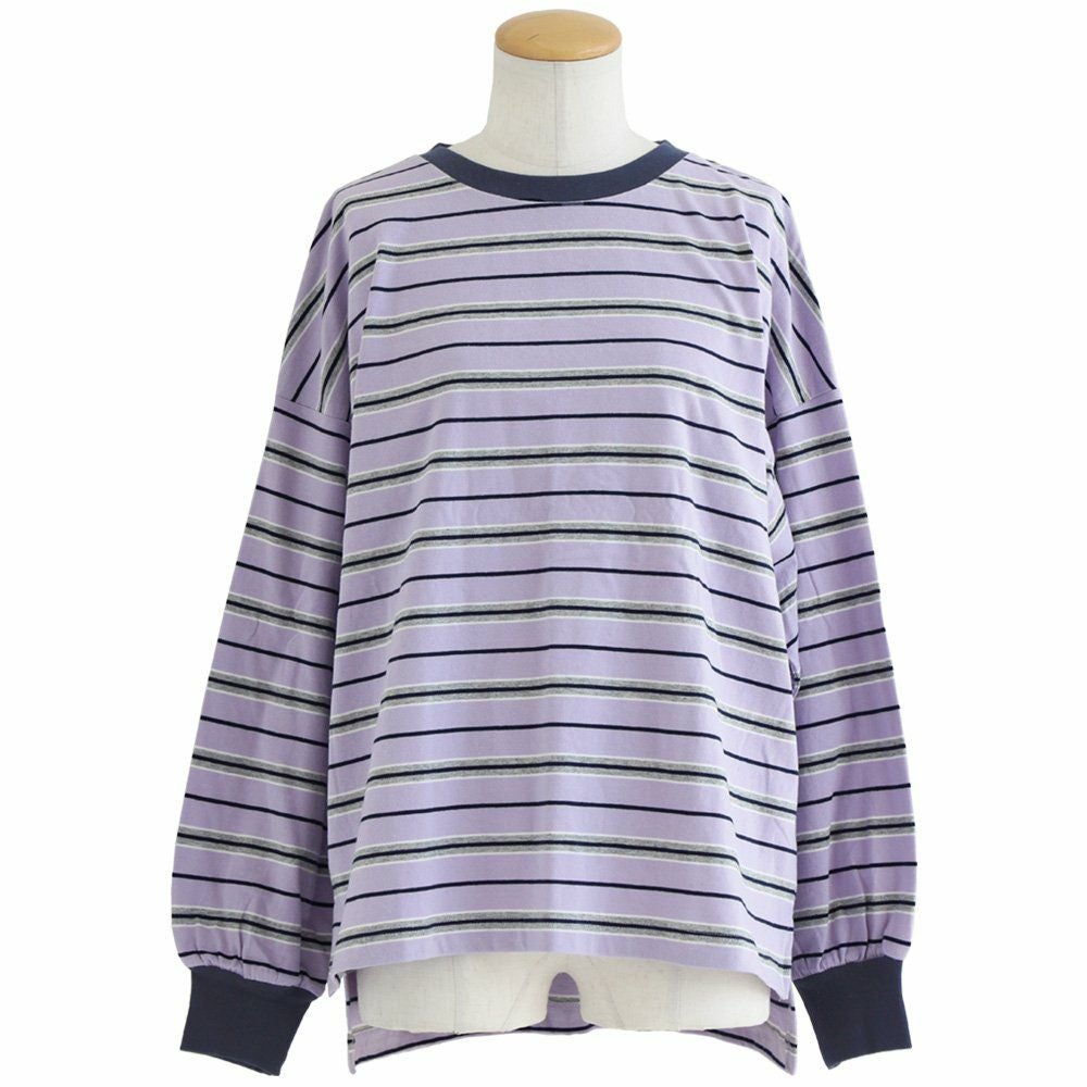 メール便50】 Tシャツ ロンT 長袖 ボーダー ワイドシルエット クルー