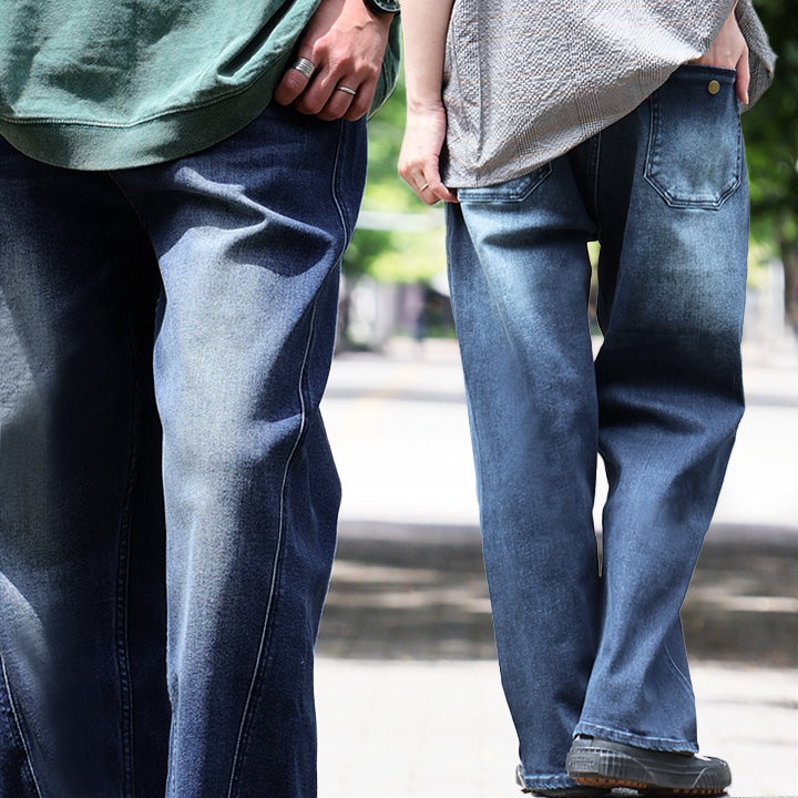 新品　ジーンズ デニム デニムパンツ 別珍ストレッチデニム セミコクーンパンツ デニム ワイドパンツ コクーン レディース 綿 コットン