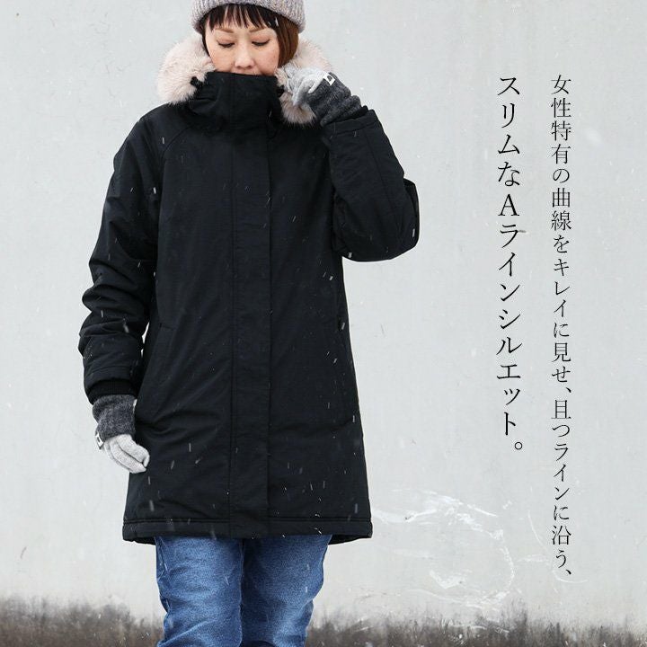 暖かい 裏ボア コート レディース 立体裁断 Aライン 細見え ダブル