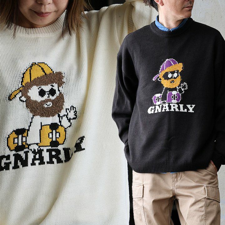 ニット セーター 長袖 メンズ レディース クルーネック キャラクター