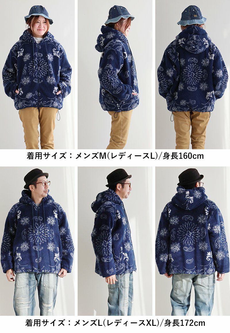 ブルゾン ジャケット フード付き メンズ レディース ペイズリー柄 総柄