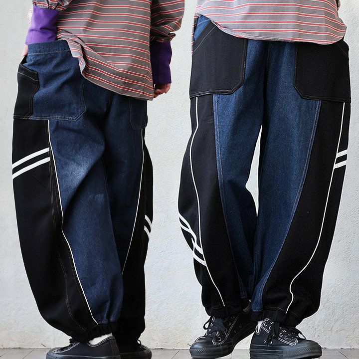 パンツ サルエルパンツ テーパード ワイド レディース デニム ジャージ