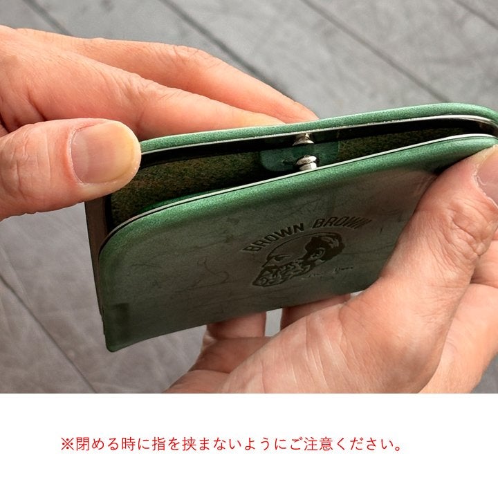 BROWN BROWN がま口 二つ折り財布 グリーン Brown Brown ブラウンブラウン 財布 二つ折り財布 がま口 メンズ