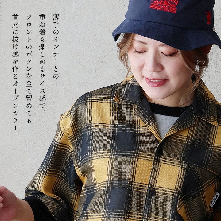 シャツ 半袖 メンズ レディース オープンカラー 開襟 チェック柄 総柄