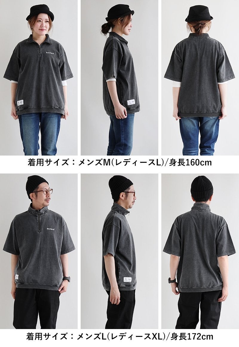 BEN DAVIS ベンデイビス Tシャツ 5分袖 スタンドネック ハーフジップ