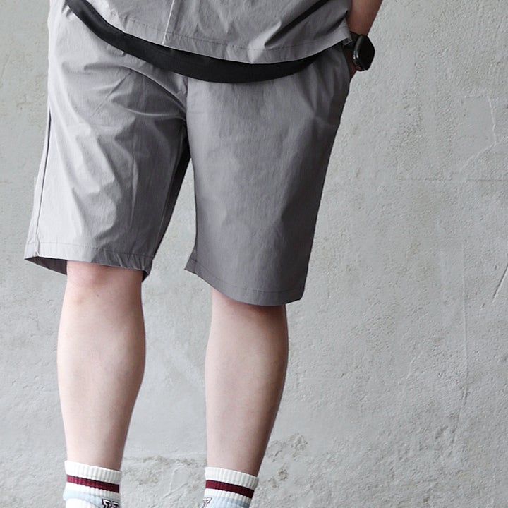 ショートパンツ メンズ レディース ひざ丈 無地 ナイロン ストレッチ