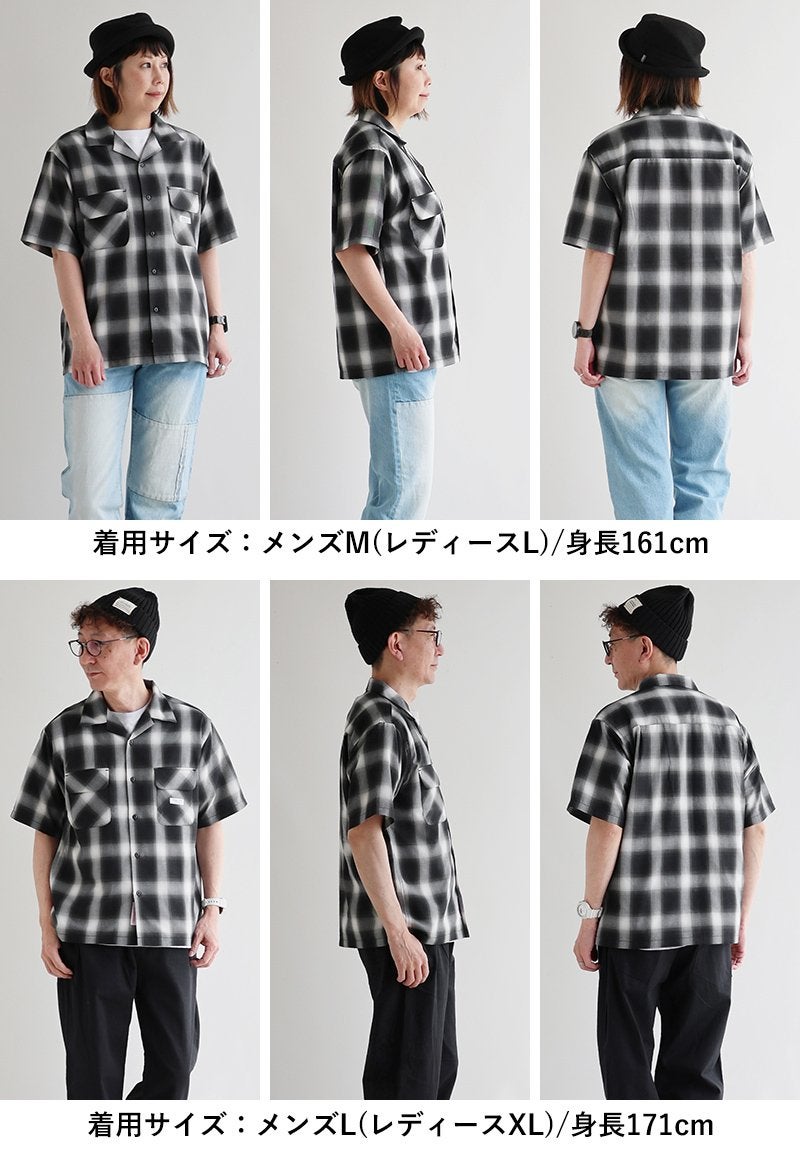 シャツ 半袖 メンズ レディース チェック柄 オンブレチェック 総柄