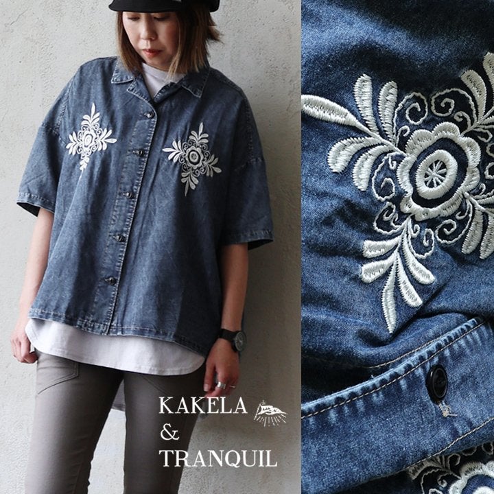 KAKELA&TRANQUIL カケラ＆トランクイル シャツ 5分袖 レディース 開襟
