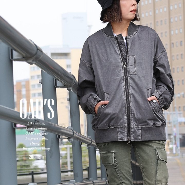 MA-1 レディース ミリタリージャケット 後染め 薄手 ストレッチ